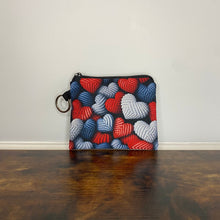 Load image into Gallery viewer, Mini Pouch - Blue + Red Knit Heart

