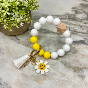 Silicone Bracelet Keychain - Daisy