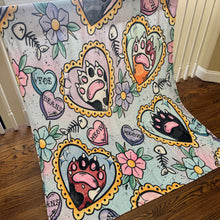 Load image into Gallery viewer, Blanket - Cat Heart Tattoo Meow on Pastel

