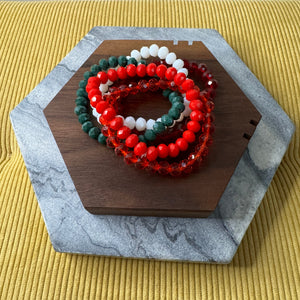 Bracelet Pack - Red + Green Bead