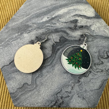 Load image into Gallery viewer, Wooden Dangle Earrings - Holiday Christmas - Tree Ornament
