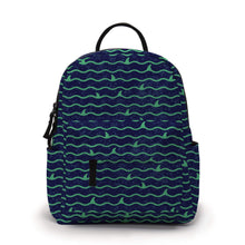 Load image into Gallery viewer, Mini Backpack - Shark Waves Blue Green
