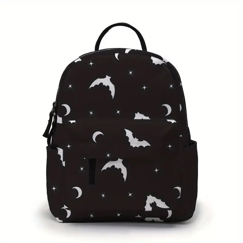 Mini Backpack - Black & White Bats Halloween