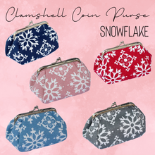 Load image into Gallery viewer, Clamshell Coin Purse Wallet - Snowflake - PREORDER
