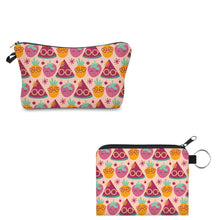 Load image into Gallery viewer, Pouch &amp; Mini Pouch Set - Watermelon Strawberry Pineapple Glasses
