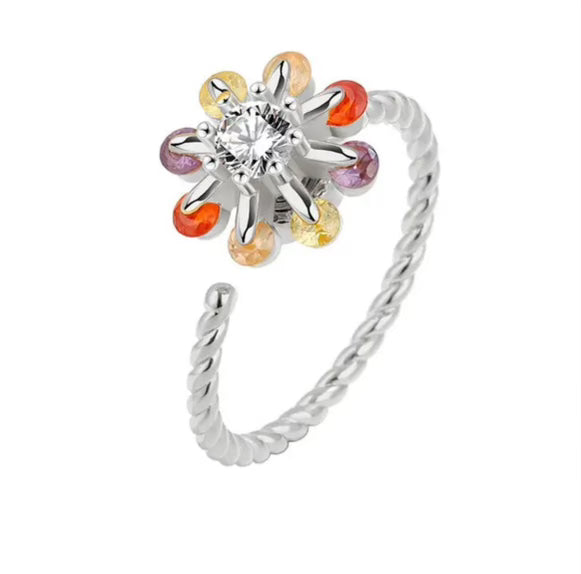 Ring - Adjustable Fidget Ring - Diamond Colorful Daisy