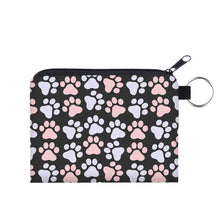 Load image into Gallery viewer, Mini Pouch - Coral And Light Blue Paws
