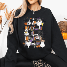 Load image into Gallery viewer, Reading Ghosts Bookish Library Spooky Halloween BookTok Cozy Seasonal Graphic Sweatshirt
