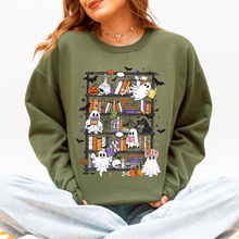 Load image into Gallery viewer, Reading Ghosts Bookish Library Spooky Halloween BookTok Cozy Seasonal Graphic Sweatshirt
