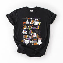 Load image into Gallery viewer, Reading Ghosts Bookish Library Spooky Halloween Booktok Classic Literary Lovers Cozy Comfort Colors Tee
