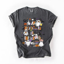Load image into Gallery viewer, Reading Ghosts Bookish Library Spooky Halloween Booktok Classic Literary Lovers Cozy Comfort Colors Tee
