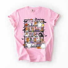 Load image into Gallery viewer, Reading Ghosts Bookish Library Spooky Halloween Booktok Classic Literary Lovers Cozy Comfort Colors Tee
