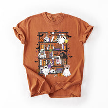 Load image into Gallery viewer, Reading Ghosts Bookish Library Spooky Halloween Booktok Classic Literary Lovers Cozy Comfort Colors Tee

