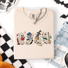 Load image into Gallery viewer, Reading Ghosts, Witches, Wizards Halloween Night Book Lovers Illustration Comfort Colors Tee
