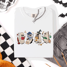 Load image into Gallery viewer, Reading Ghosts, Witches, Wizards Halloween Night Book Lovers Illustration Comfort Colors Tee
