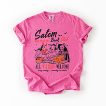 Load image into Gallery viewer, Salem Book Club All Witches Welcome Halloween Edition Cozy Book Lover Comfort Colors Tee
