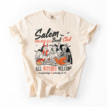 Load image into Gallery viewer, Salem Book Club All Witches Welcome Halloween Edition Cozy Book Lover Comfort Colors Tee
