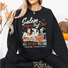 Load image into Gallery viewer, Salem Book Club All Witches Welcome Bookish Booktok Classic Vintage Halloween Reading Books Sweatshirt
