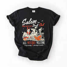 Load image into Gallery viewer, Salem Book Club All Witches Welcome Halloween Edition Cozy Book Lover Comfort Colors Tee
