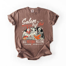 Load image into Gallery viewer, Salem Book Club All Witches Welcome Halloween Edition Cozy Book Lover Comfort Colors Tee
