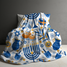 Load image into Gallery viewer, Blanket - White Hanukkah Holiday
