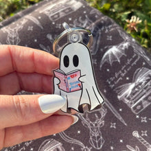 Load image into Gallery viewer, Ghost Reading Red White and Royal Blue Keychain
