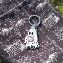 Load image into Gallery viewer, Ghost Reading Red White and Royal Blue Keychain
