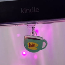 Load image into Gallery viewer, Coffee USB-C Dust Plug, Cup Charm, Hook Clasp, Holographic Finish
