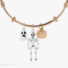 Load image into Gallery viewer, Ghost, Skeleton and Pumpkin Trio Charm Bangle
