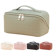 Load image into Gallery viewer, Oversized Lay Flat Cosmetic Bag - Basket Weave

