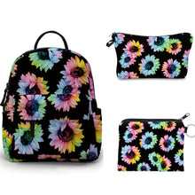Load image into Gallery viewer, Mini Backpack, Pouch, &amp; Mini Pouch Bundled Set - Rainbow Sunflower
