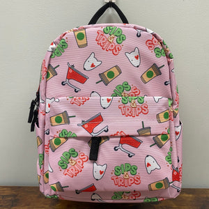 Mini Backpack - Sips & Trips Pink