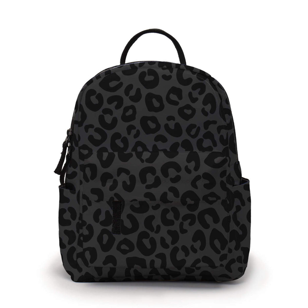 Mini Backpack - Black on Black Leopard Animal Print