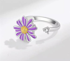 Ring - Adjustable Purple Flower Fidget Ring