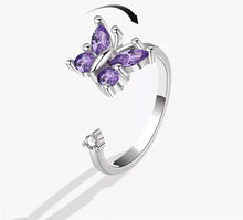Load image into Gallery viewer, Ring - Adjustable Purple Butterfly Fidget Ring

