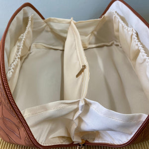 Oversized Lay Flat Cosmetic Bag - Basket Weave