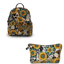 Load image into Gallery viewer, Pouch &amp; Mini Backpack Set - Turquoise Sunflower

