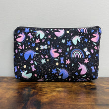 Load image into Gallery viewer, Pouch - Unicorn Doodles on Black
