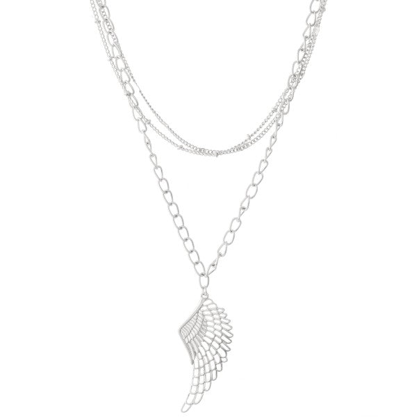Layered Angel Wing Pendant Necklace