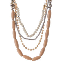 Load image into Gallery viewer, Wood Beaded Layered Statement Necklace
