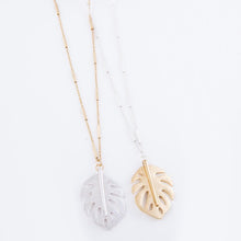 Load image into Gallery viewer, Two Tone Metal Palm Leaf Pendant Necklace

