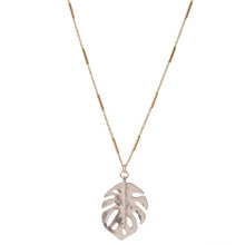 Load image into Gallery viewer, Two Tone Metal Palm Leaf Pendant Necklace
