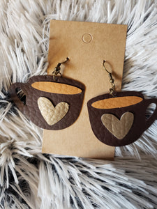 Faux leather coffee cup earrings!
