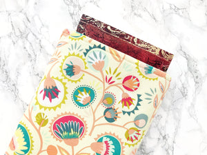 yellow tapestry - padded book sleeve, floral book pouch