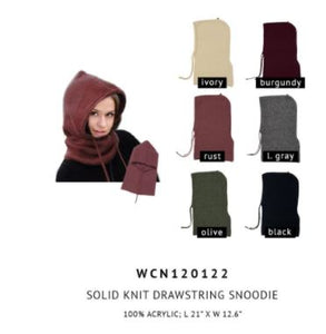 *Pre-Order* Solid Knit Drawstring Hoodie Scarf