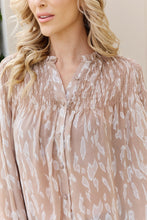 Load image into Gallery viewer, Printed Button Down Smocked Lantern Sleeve Blouse (SAMPLE SALE)
