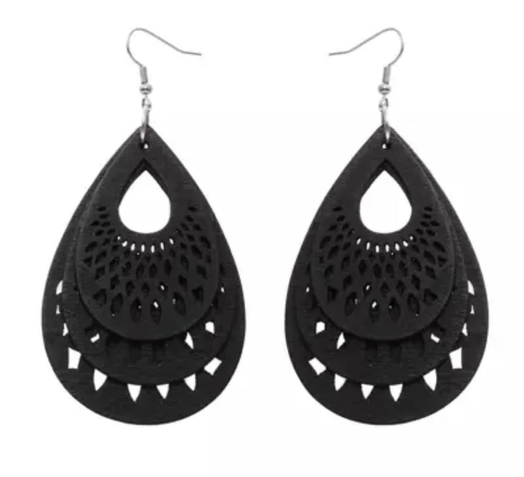 Earrings-Wood Carved