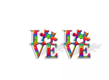 Load image into Gallery viewer, LOVE Rainbow Puzzle Acrylic Stud Earrings
