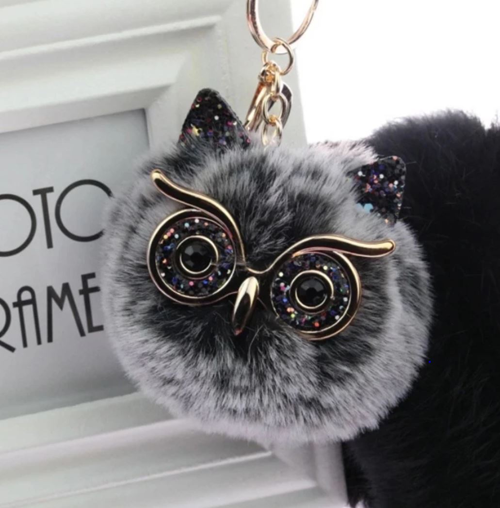 Owl Pom Pom Keychains