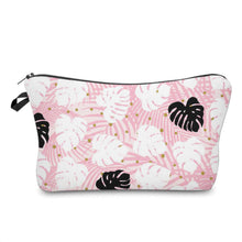 Load image into Gallery viewer, Pouch - Palm, Pink Black Leaf Monstera
